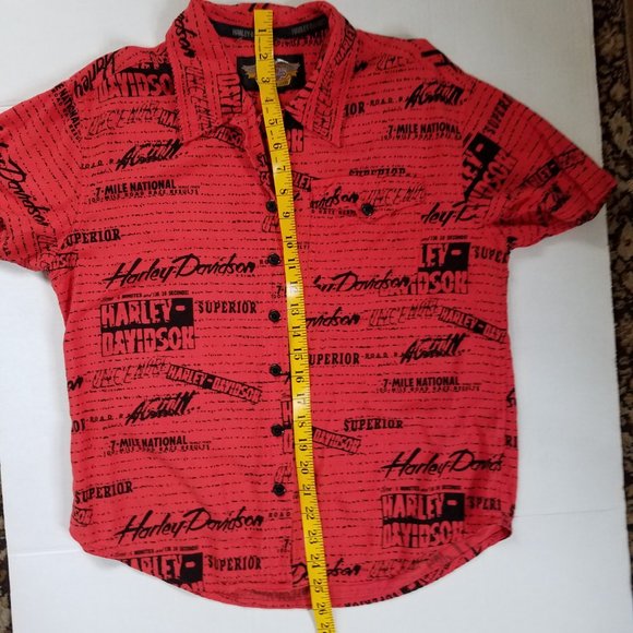 HARLEY-DAVIDSON Short Sleeve Allover Print Button Down Shirt - Picture 12 of 13